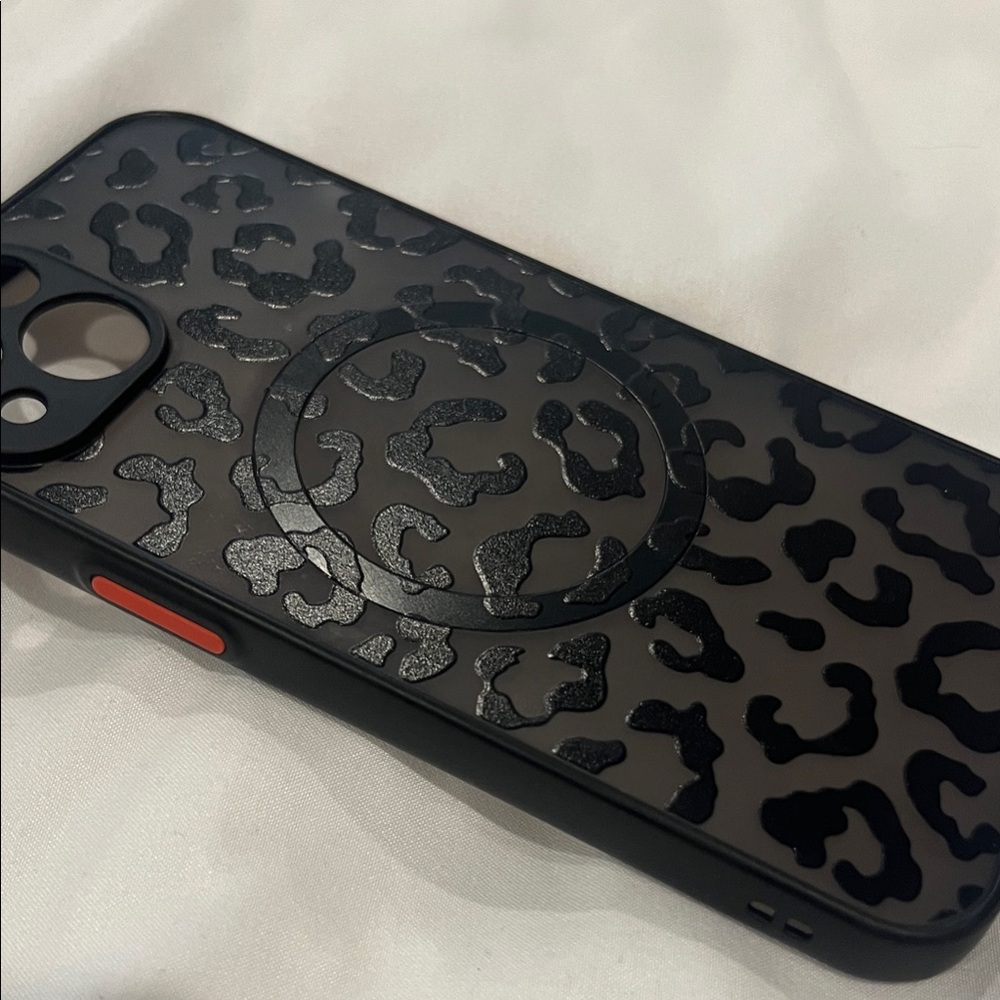 iPhone 13 Leopards Print Black Phone Case